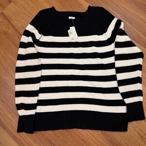 Aerie Bistro Sweater Oversized Striped Size XS 100% Cotton X-Small /Fits Size S